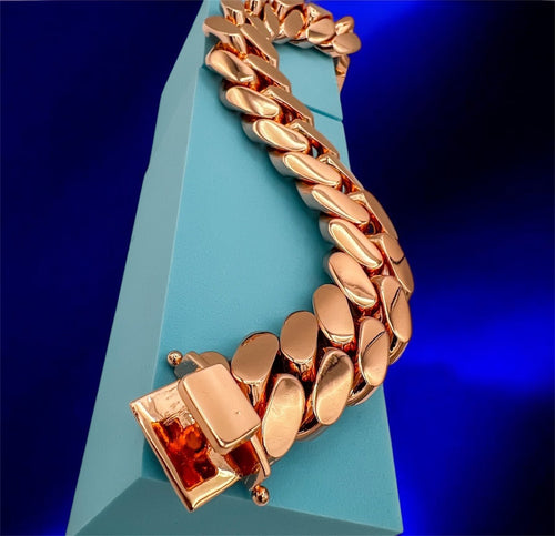 (ON SALE) Miami Cuban Link Rose Gold Plated Bracelet | 20mm - 8inch - Virtue Jewel8inch20mmRegular