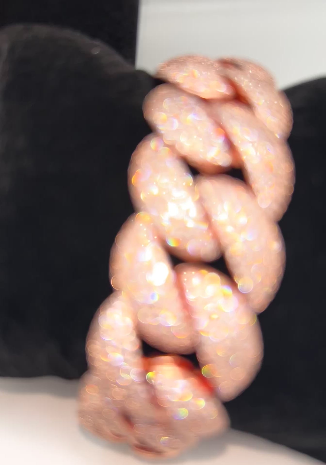 24mm Rose Gold Rounded Cuban Iced Out Stimulated Diamonds Chain & Bracelet Set