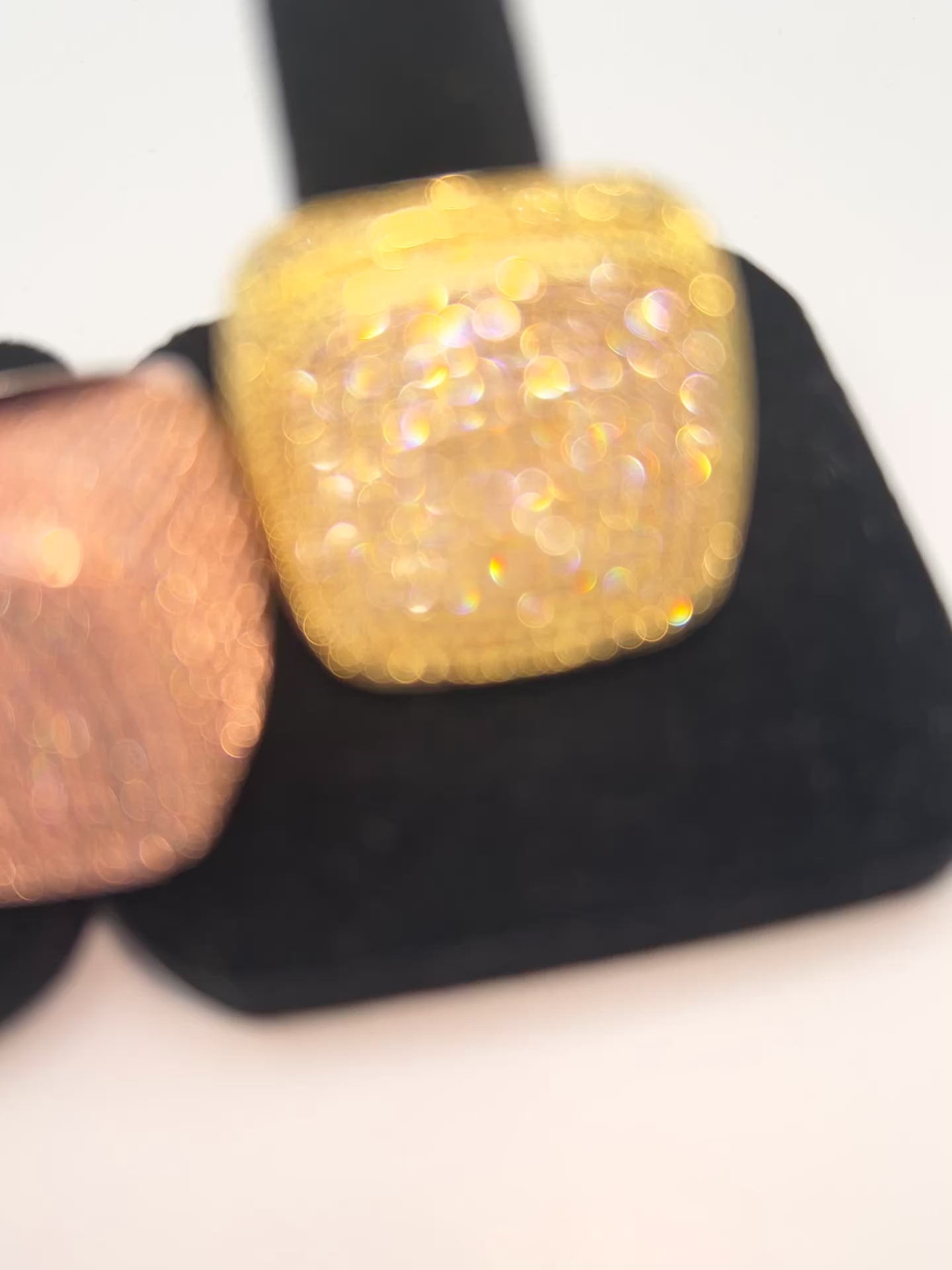 Square Boss Iced Out Stimulated Diamonds Ring