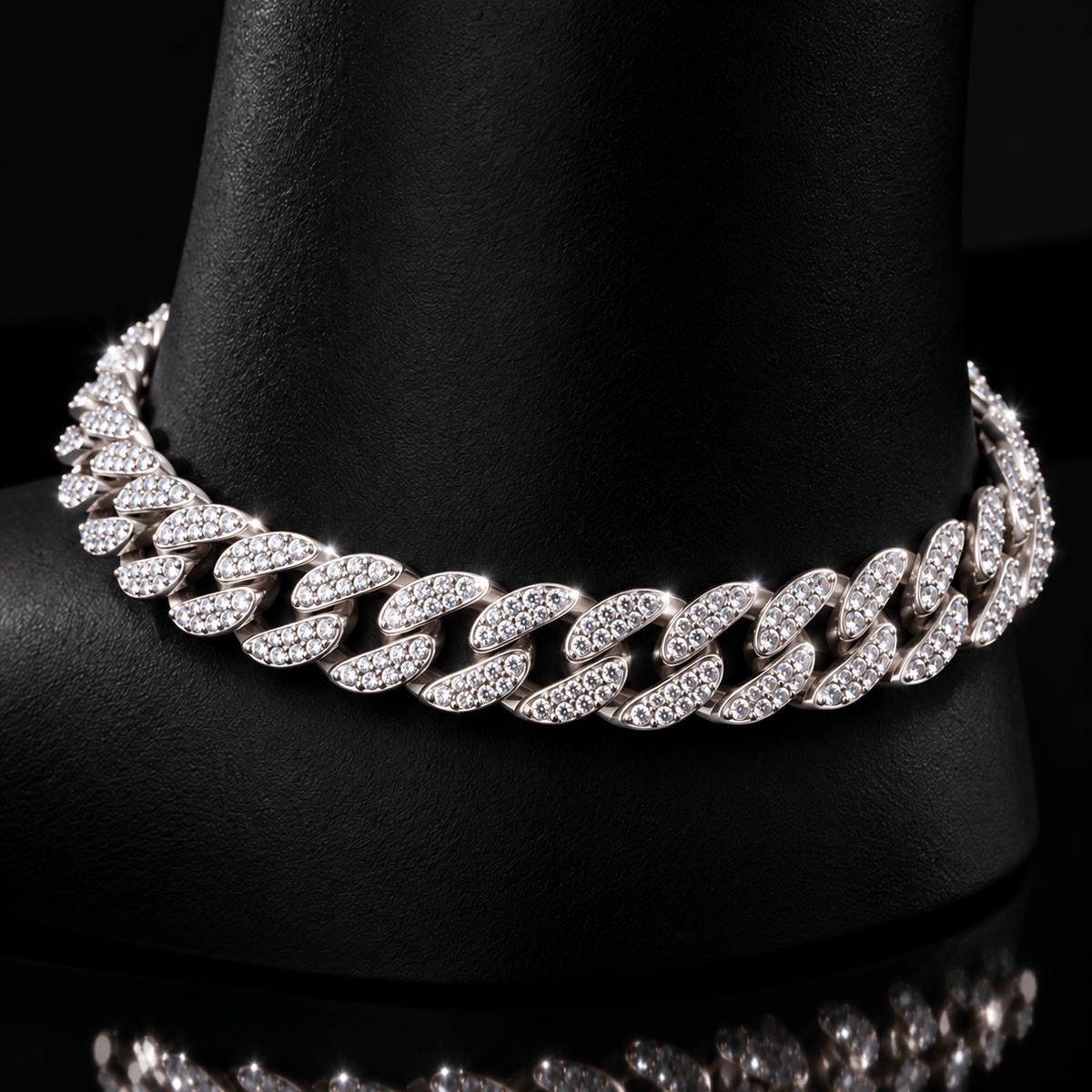 Royal Ice Iced-Out Cuban Link Anklet – Gold & Silver - Virtue JewelGold