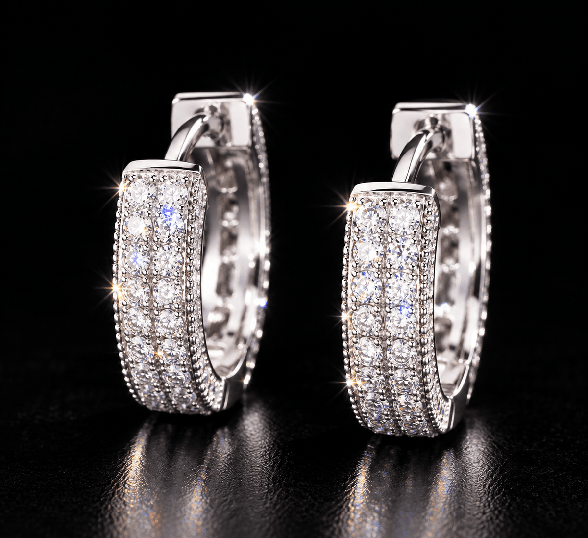 Royal Ice Pavé Hoop Earrings – Gold & Silver-Tone Crystal Huggies - Virtue JewelGold