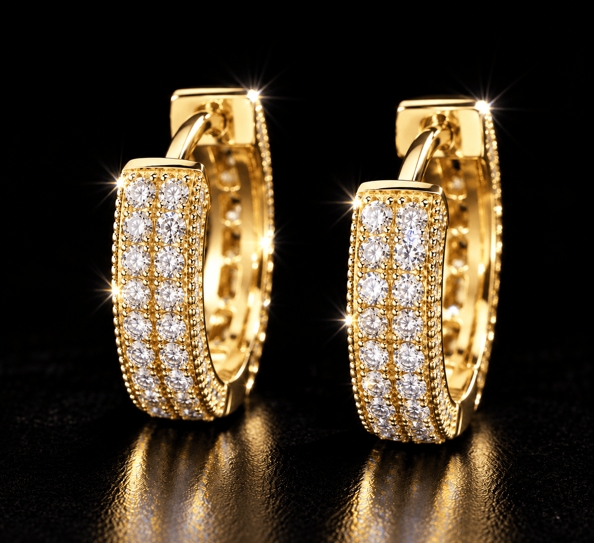 Royal Ice Pavé Hoop Earrings – Gold & Silver-Tone Crystal Huggies - Virtue JewelGold