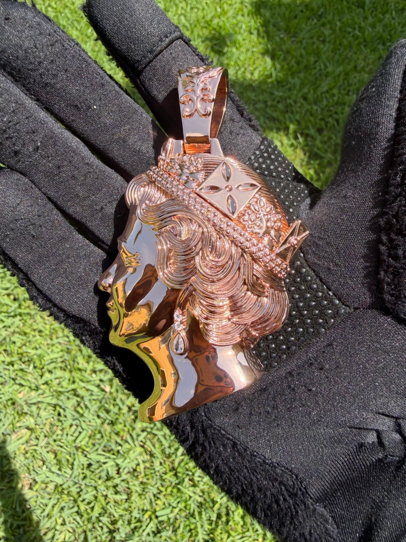 Royal Queen Elizabeth Rose Gold Iced Pendant - Virtue JewelRose gold