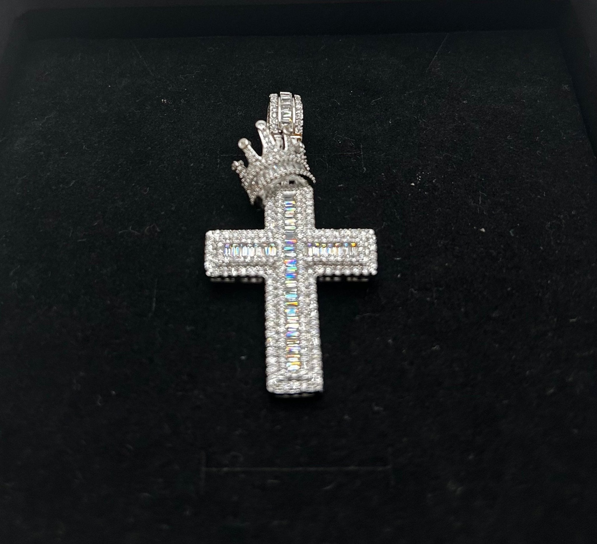 Royalty Crown Cross Iced Out Stimulated Diamonds Pendant - Virtue JewelPendant