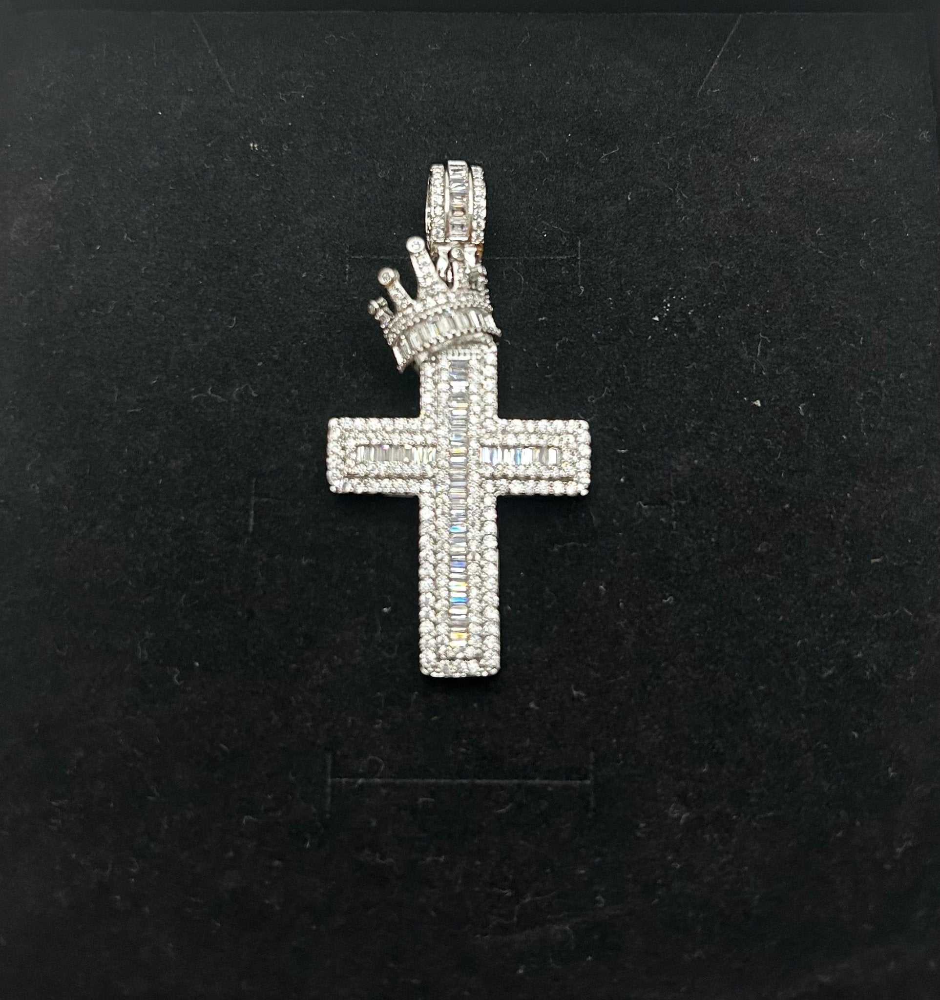 Royalty Crown Cross Iced Out Stimulated Diamonds Pendant - Virtue JewelPendant