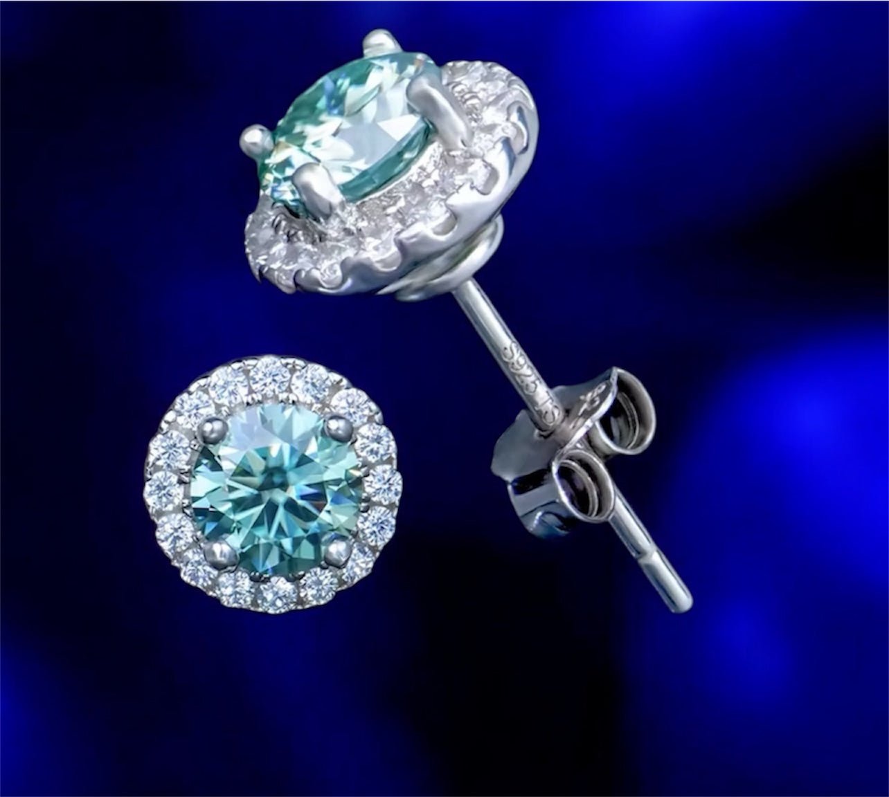 Sea Blue Circle 925 Silver Moissanite Diamonds - Jewels5*5mm