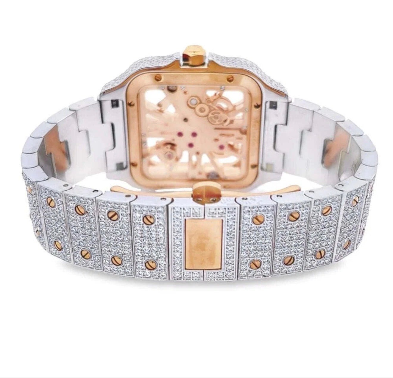 Skeleton Bust Down VVS1 Moissanite Watch - Virtue JewelRose Gold