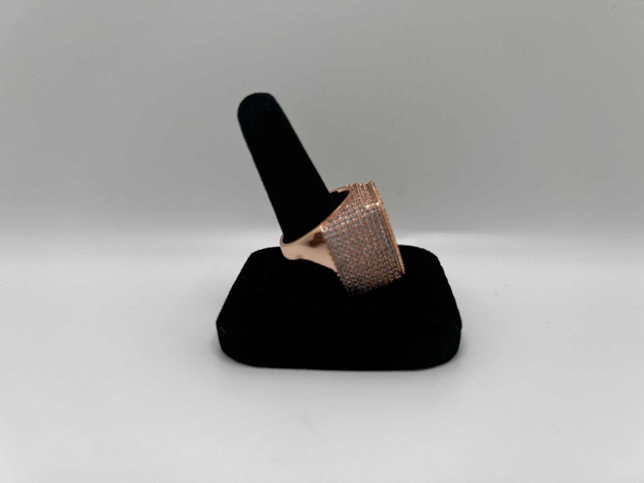 Square Boss Iced Out Stimulated Diamonds Ring - Virtue JewelGold6