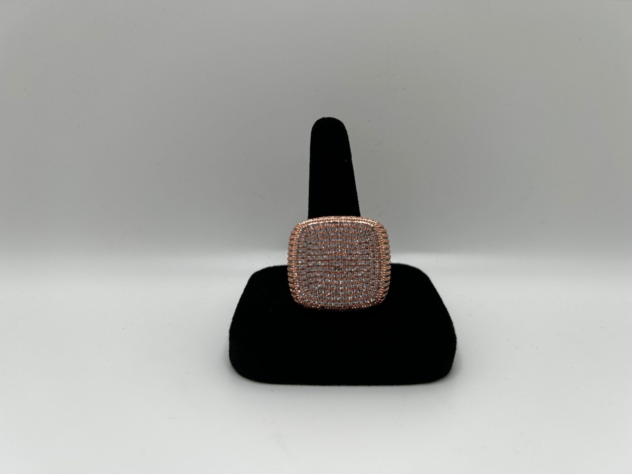 Square Boss Iced Out Stimulated Diamonds Ring - Virtue JewelGold6