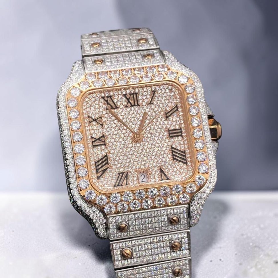 Square Luxury Moissanite Watch - Virtue JewelTwo Tone Rose Gold