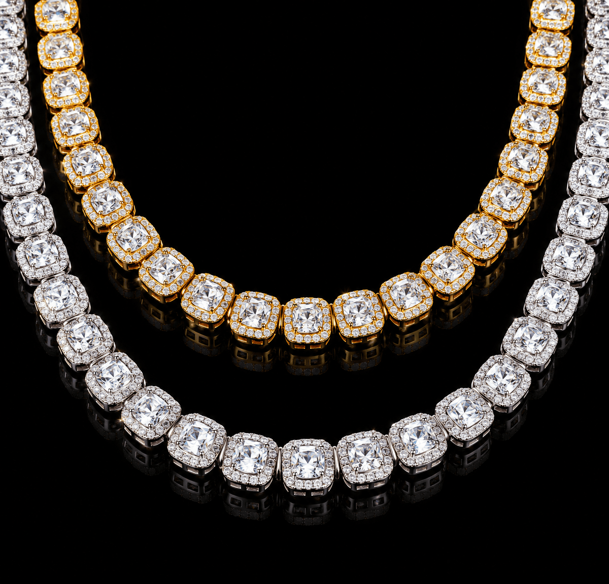 Title: Gold Flower Tennis Necklace – Sparkling Floral Cluster Jewelry - Virtue Jewel