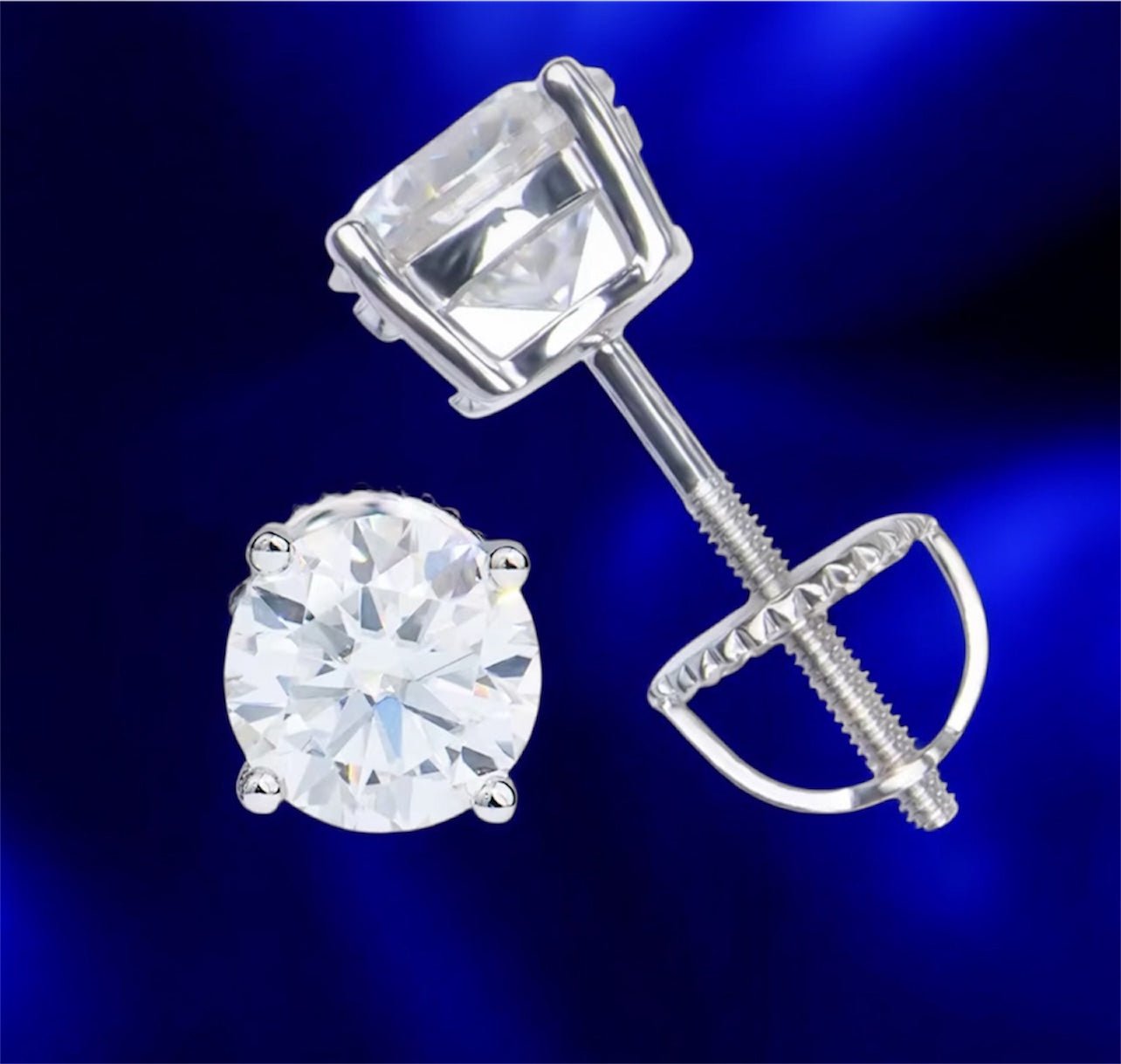 White Circle Moissantie Diamonds 925 Silver Earring - Jewels4*4mm
